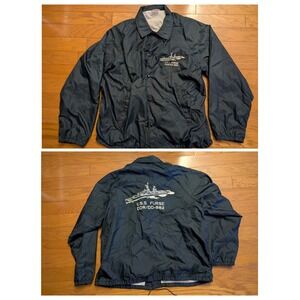 Vintage US Navy USS Furse DDR DD 882 Satin Coach Jacket Mens XL Navy Blue USA
